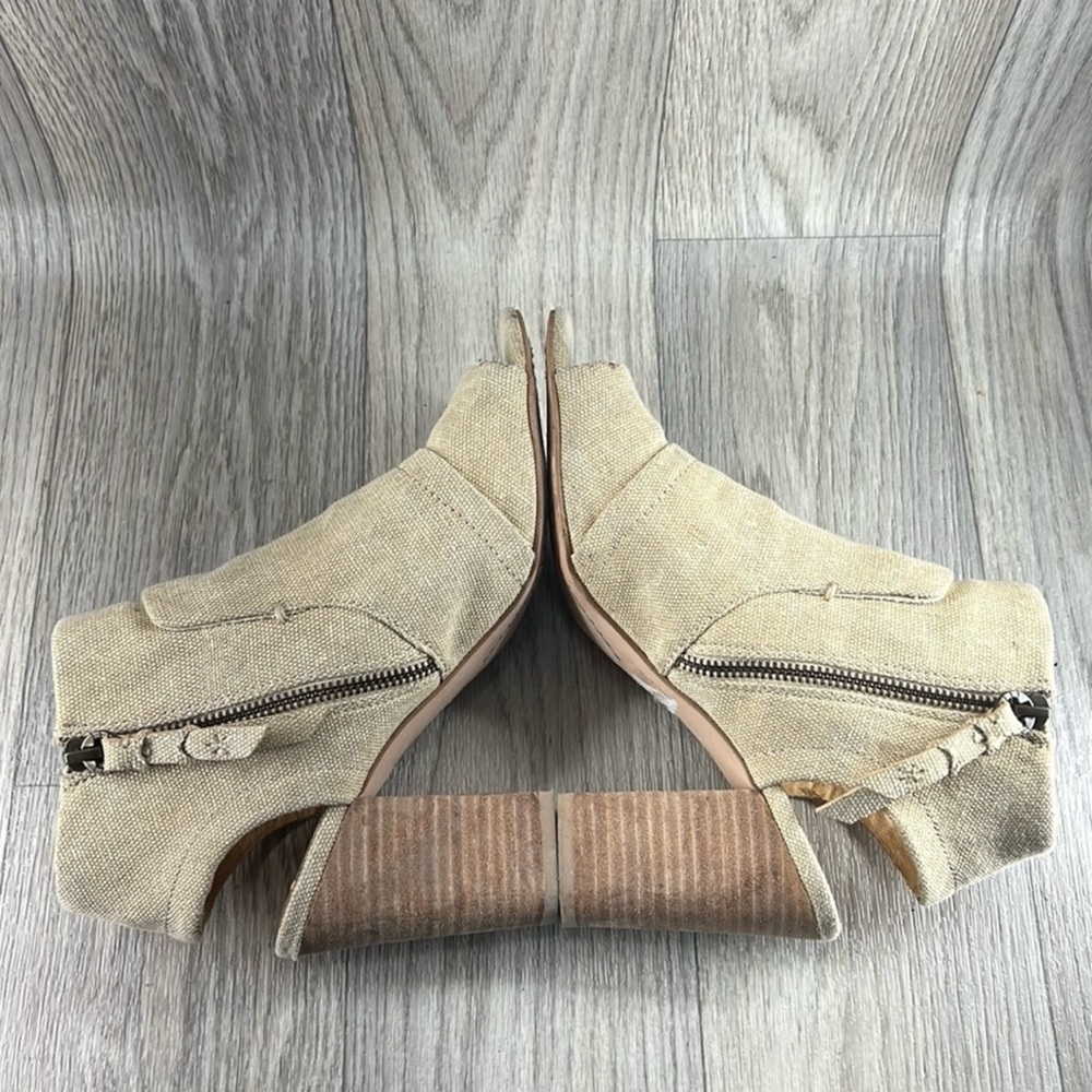 Splendid Tan Peep-Toe Heeled Boots - Picture 9 of 16